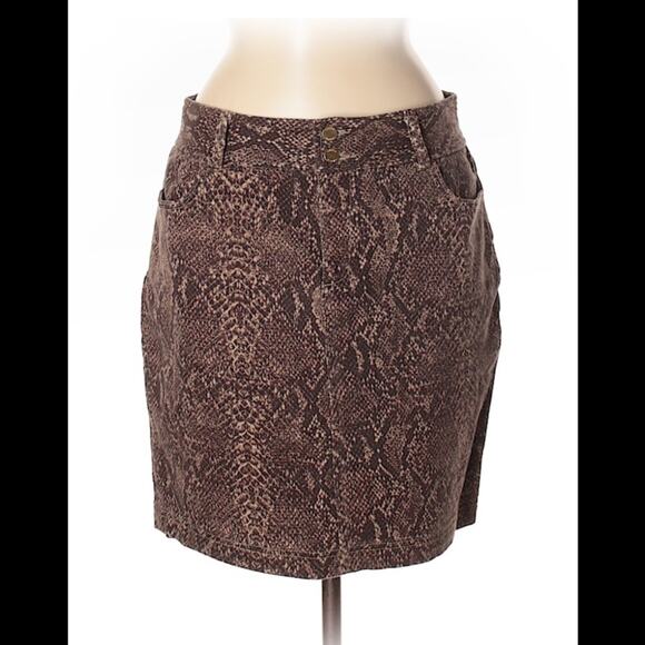 Chaps brown snakeskin patterned denim skirt, 8 B2G11 - Picture 1 of 5
